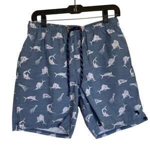 Salt Life Men's Swim Trunk in Blue and White Size M